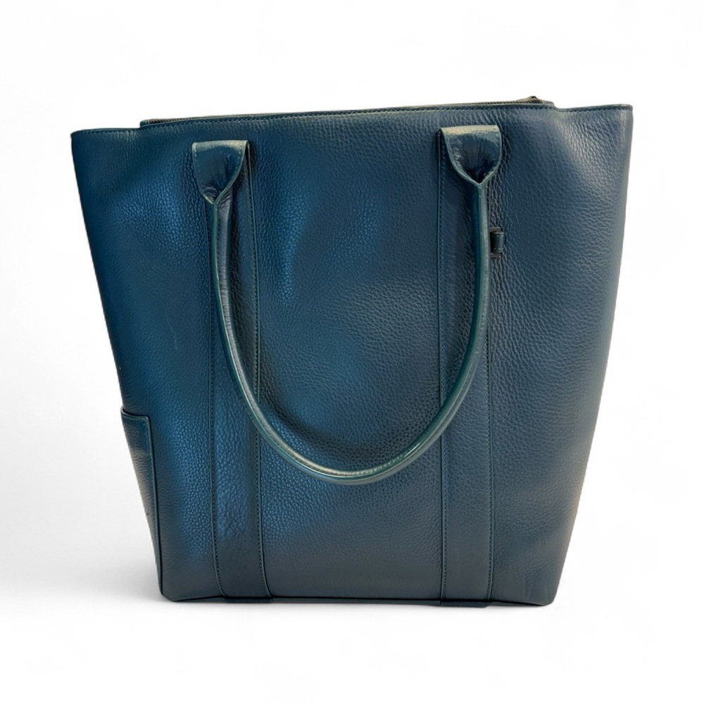 Dagne Dover Charlie Leather Tote Green Full-Grain Work Laptop Bag with Dust Bag